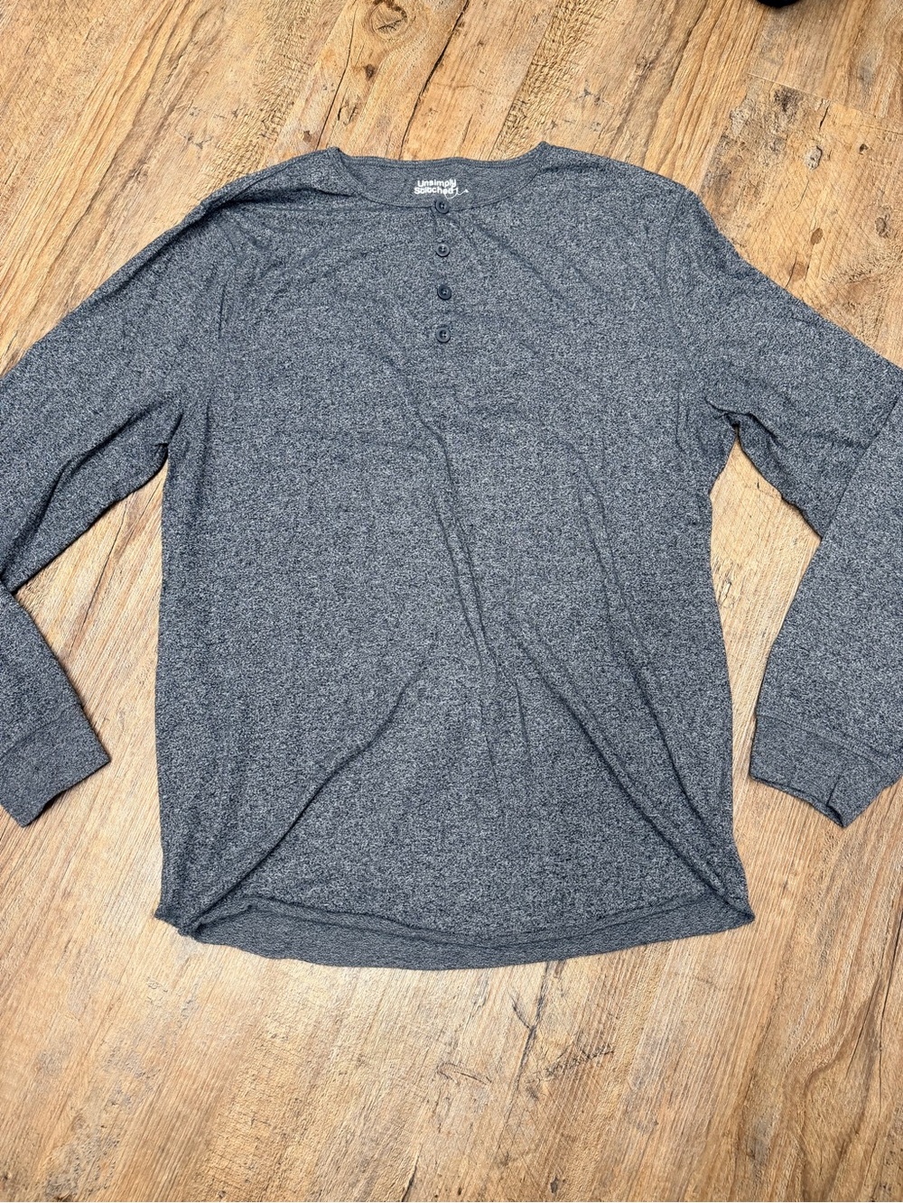 Unsimply Stitched Men's Gray Long Sleeve Henley size large